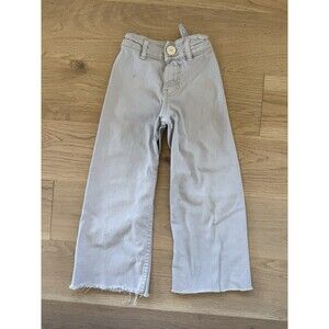 Zara Girls Wide Leg Pants Gray High Rise 6 Year Sailor Trendy Casual As Is
